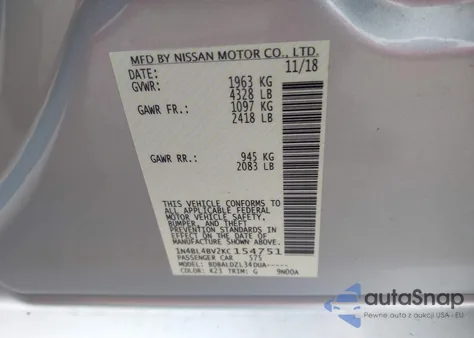 2019 Nissan Altima S from USA, damaged, VIN 1N4BL4BV2KC154751